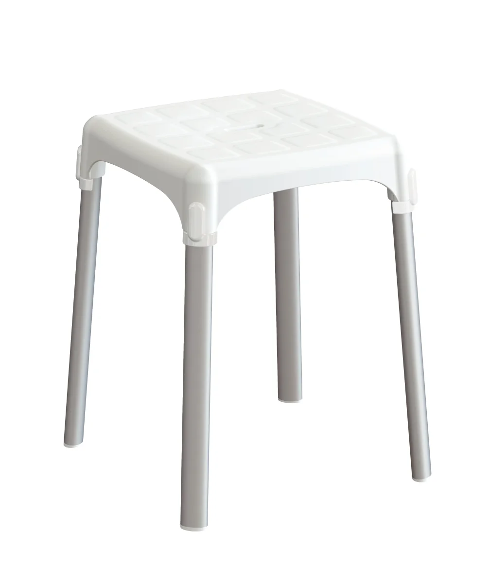 Sgabello da bagno quadrato bianco - immagine 2