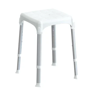 Sgabello da bagno quadrato regolabile bianco