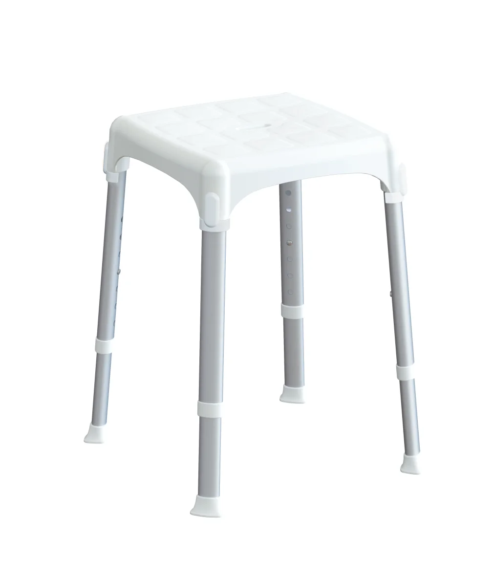 Sgabello da bagno quadrato regolabile bianco